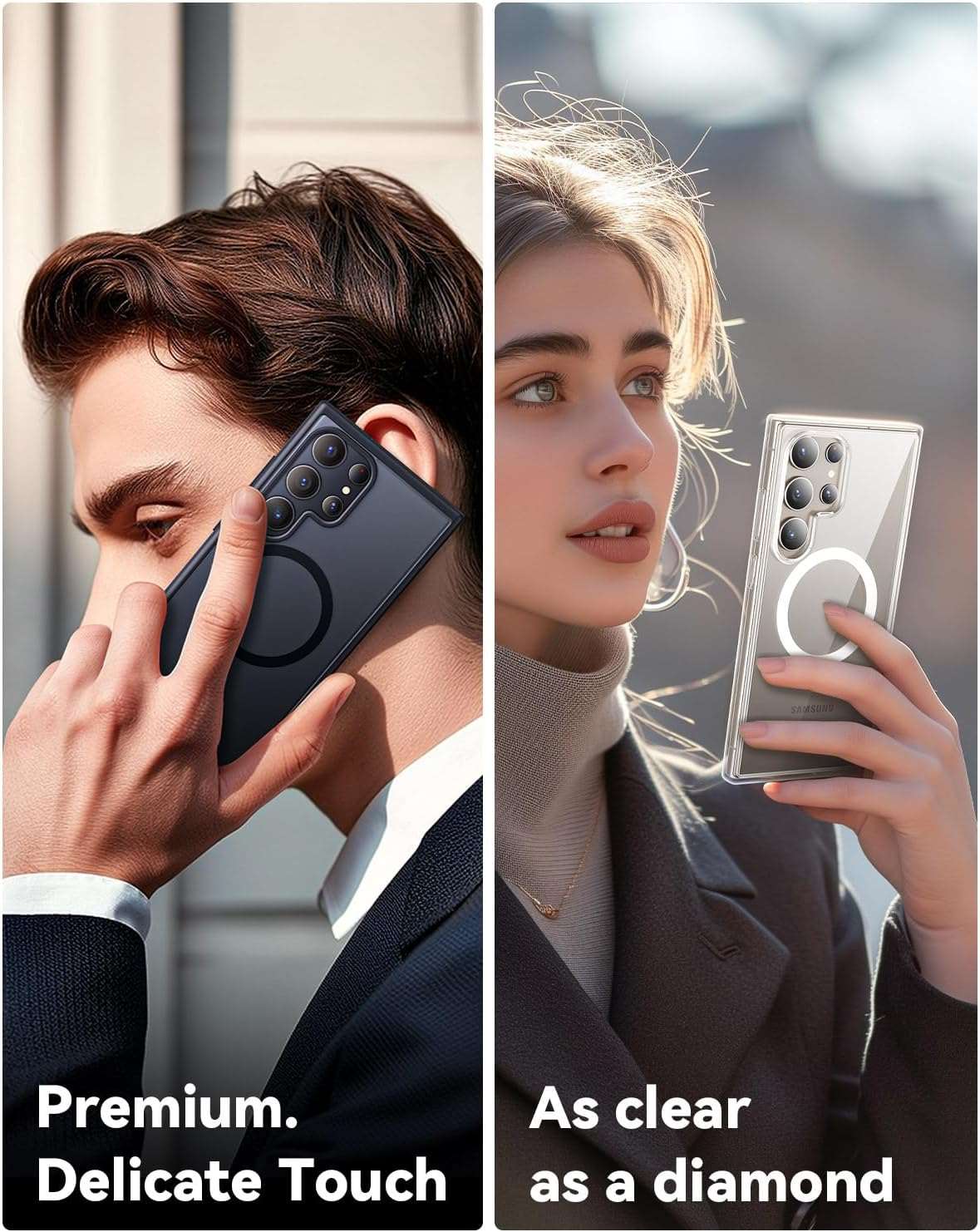 2-Pack Magnetic for Samsung Galaxy S24 Ultra Case Shockproof Slim Anti-Scratch - Haassue