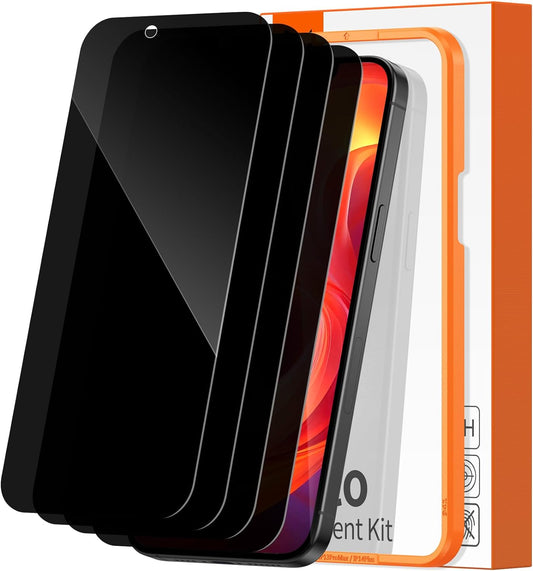 4-Pack for iPhone 14/13/13 Pro Privacy Screen Protector [10X Military Protection][Easy Installation Frame] Anti-Spy Private Diamonds Hard Tempered Glass - Haassue