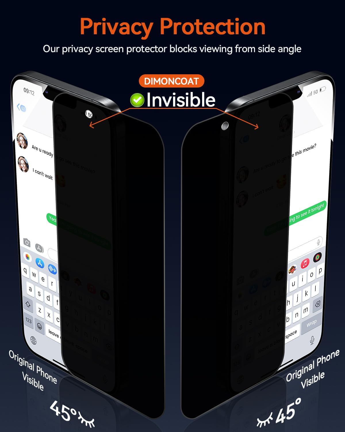 4-Pack for iPhone 14/13/13 Pro Privacy Screen Protector [10X Military Protection][Easy Installation Frame] Anti-Spy Private Diamonds Hard Tempered Glass - Haassue