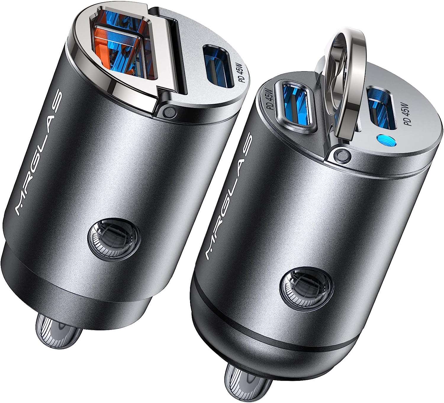 2-Pack 90W USB C Car Charger, Super Mini Metal USB C Car Charger Fast Charging Adapter [PD+QC]&[Dual PD] Cigarette Lighter USB Charger Compatible with iPhone 15 14 Pro Max, iPad, Samsung S24 - Haassue
