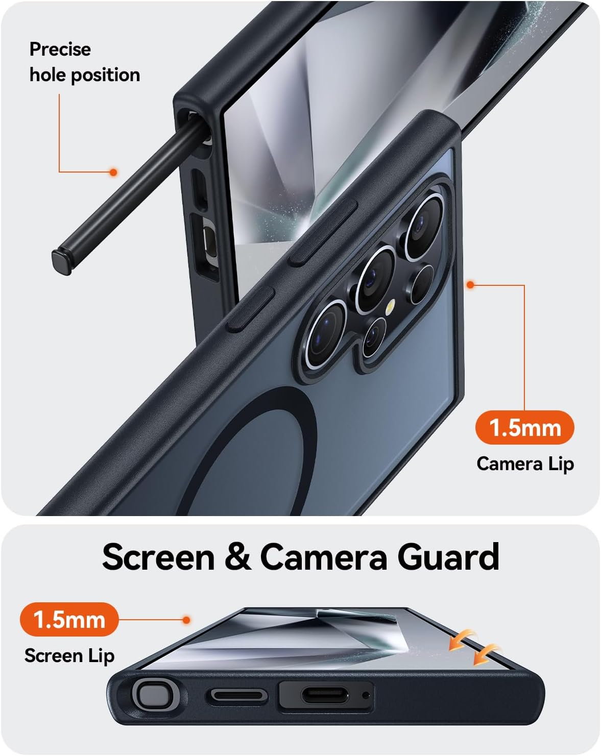 2-Pack Magnetic for Samsung Galaxy S24 Ultra Case Shockproof Slim Anti-Scratch - Haassue