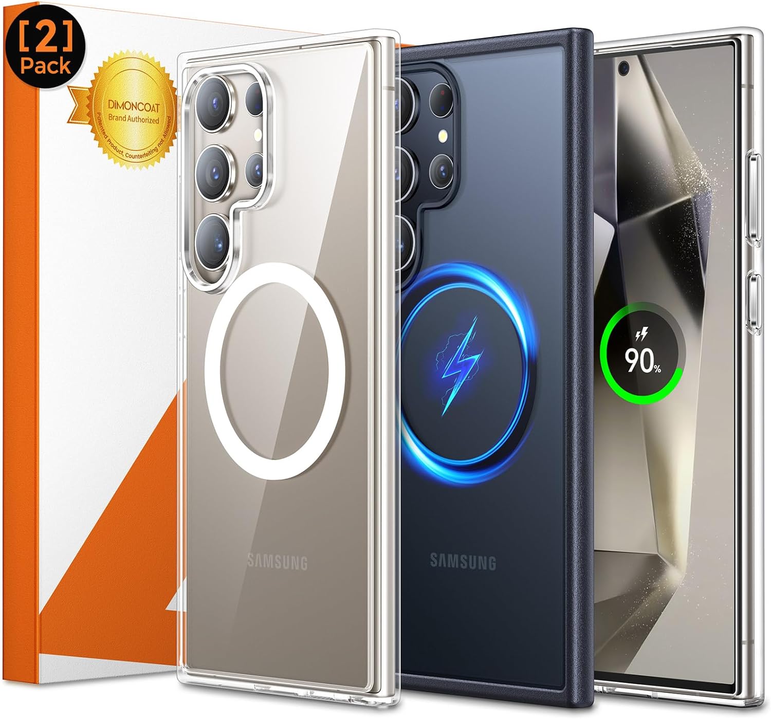 2-Pack Magnetic for Samsung Galaxy S24 Ultra Case Shockproof Slim Anti-Scratch - Haassue