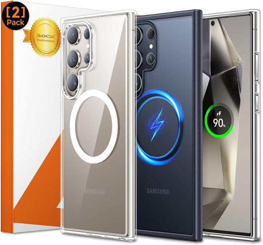 2-Pack Magnetic for Samsung Galaxy S24 Ultra Case Shockproof Slim Anti-Scratch - Haassue