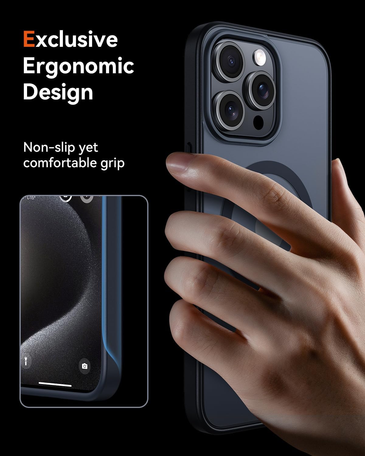 2-Pack Strong Magnetic for iPhone 15 Pro Max Case [Clear & Matte Black][Compatible with MagSafe][10X Military Drop Protection] Shockproof Slim for iPhone 15 ProMax Case 6.7'' - Haassue