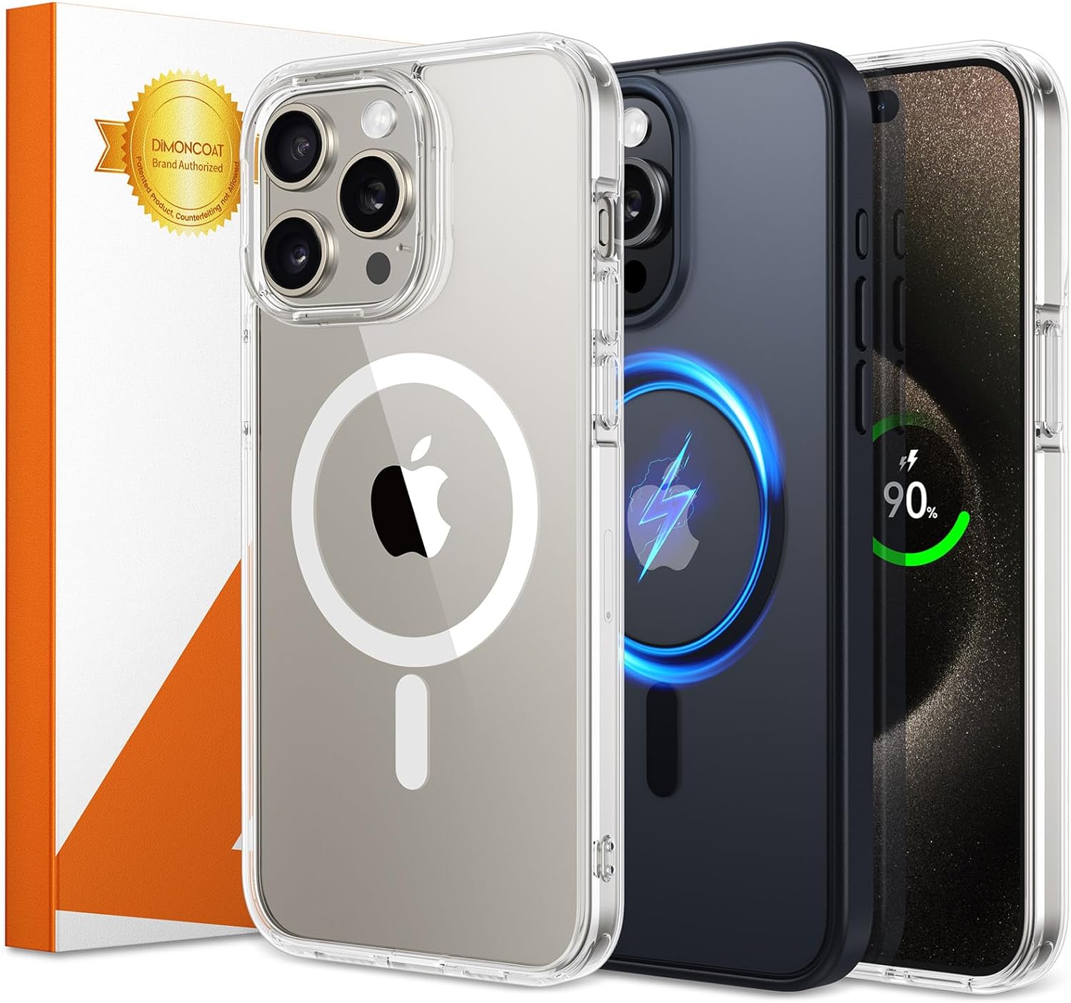 2-Pack Strong Magnetic for iPhone 15 Pro Max Case [Clear & Matte Black][Compatible with MagSafe][10X Military Drop Protection] Shockproof Slim for iPhone 15 ProMax Case 6.7'' - Haassue