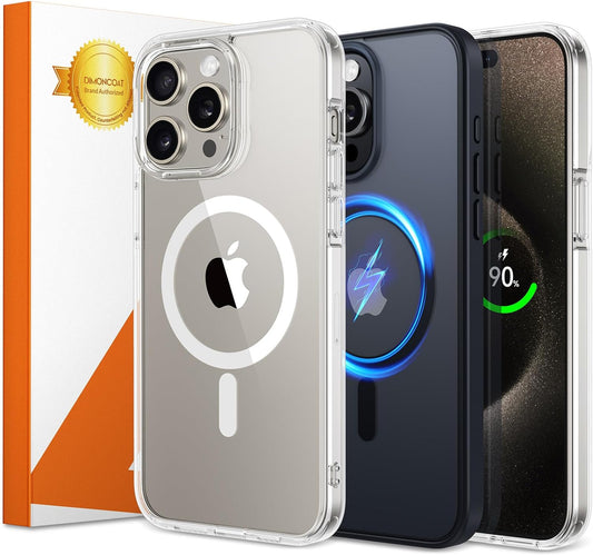 2-Pack Strong Magnetic for iPhone 15 Pro Max Case [Clear & Matte Black][Compatible with MagSafe][10X Military Drop Protection] Shockproof Slim for iPhone 15 ProMax Case 6.7'' - Haassue