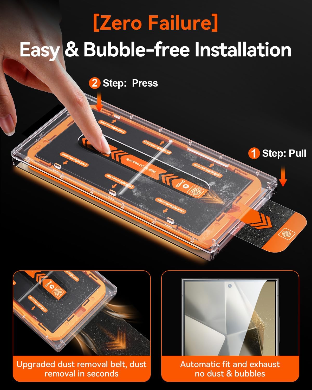 2+2 Packs for Samsung Galaxy S24 Ultra Screen Protector 6.8'' with Camera Lens Protector [Auto-Dust Removal] [100% Fingerprint Unlock] HD 9H Tempered Glass 10X Military Protection, Bubble Free - Haassue