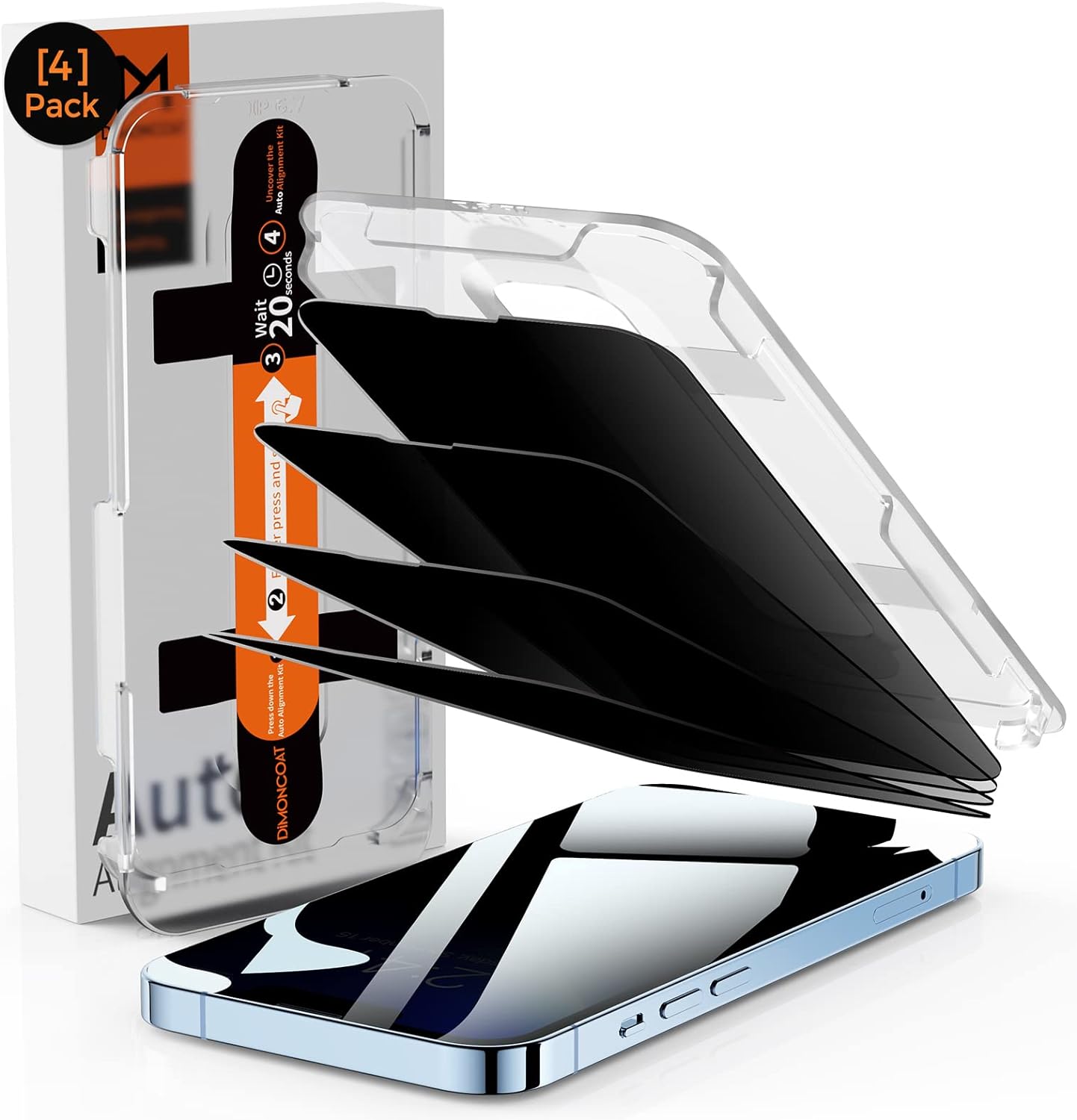 4-PACK Compatible iPhone 14/ iPhone 13/13 Pro， iPhone 13 Pro Max/14 Plus Privacy Screen Protector [6.1 inch][Auto Alignment Kit] True 23° Anti-Spy [10X Military Protection] Diamonds Hard Tempered Glass [Case Friendly] - Haassue