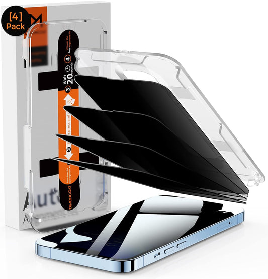 4-PACK Compatible iPhone 14/ iPhone 13/13 Pro， iPhone 13 Pro Max/14 Plus Privacy Screen Protector [6.1 inch][Auto Alignment Kit] True 23° Anti-Spy [10X Military Protection] Diamonds Hard Tempered Glass [Case Friendly] - Haassue