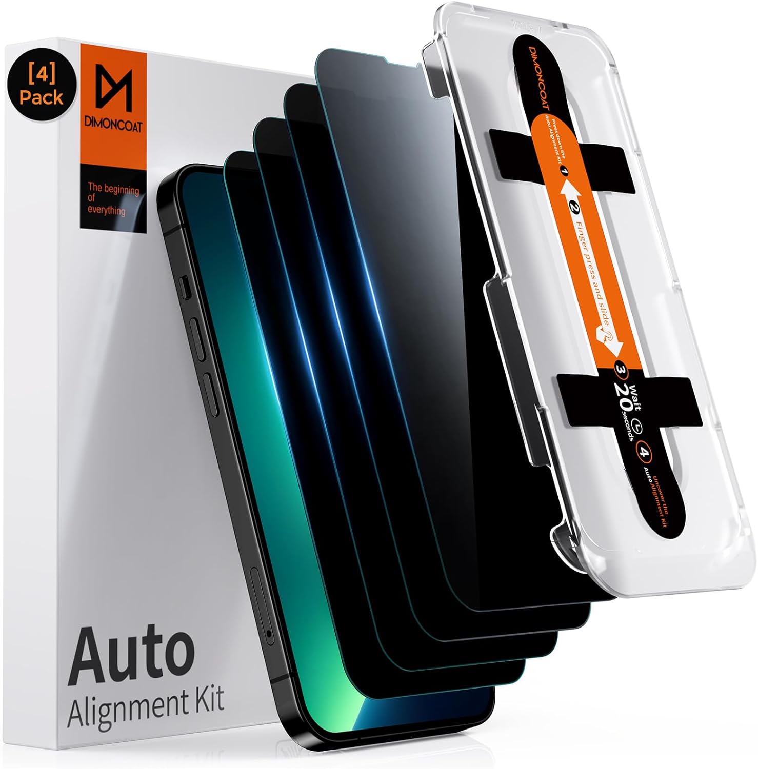 4-PACK Compatible iPhone 14/ iPhone 13/13 Pro， iPhone 13 Pro Max/14 Plus Privacy Screen Protector [6.1 inch][Auto Alignment Kit] True 23° Anti-Spy [10X Military Protection] Diamonds Hard Tempered Glass [Case Friendly] - Haassue
