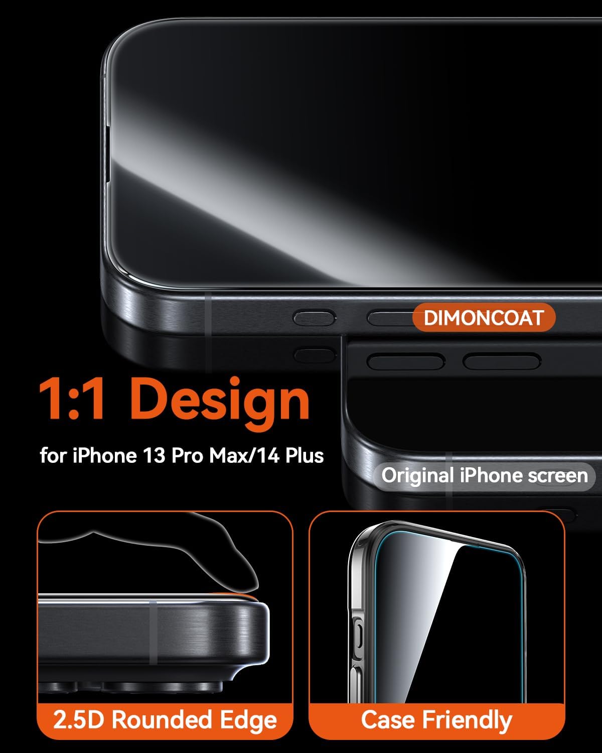 4-PACK for iPhone 13 Pro Max/14 Plus Screen Protector [10X Military Protection] [Easy Installation Frame] HD 9H Tempered Glass - Haassue