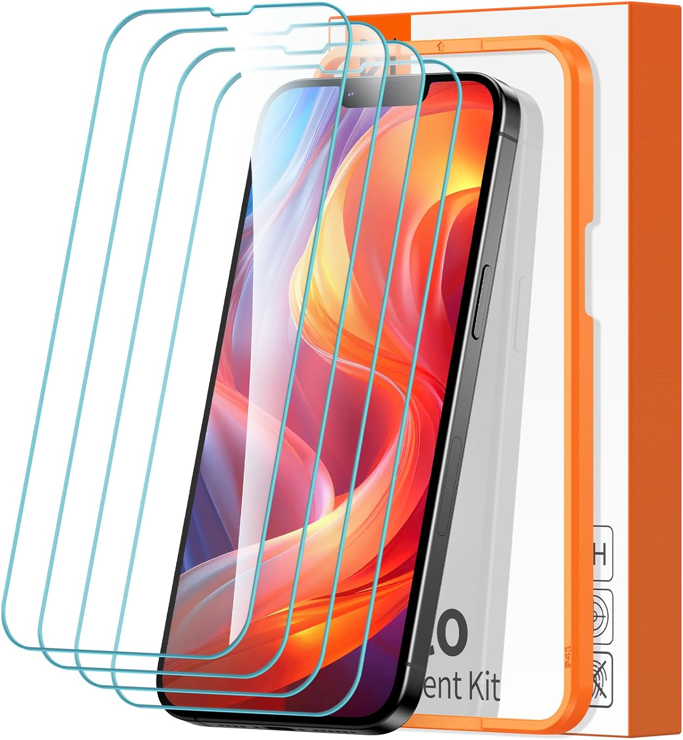 4-PACK for iPhone 14/13/13 Pro Screen Protector [10X Military Protection] [Easy Installation Frame] HD Diamonds Hard Tempered Glass - Haassue