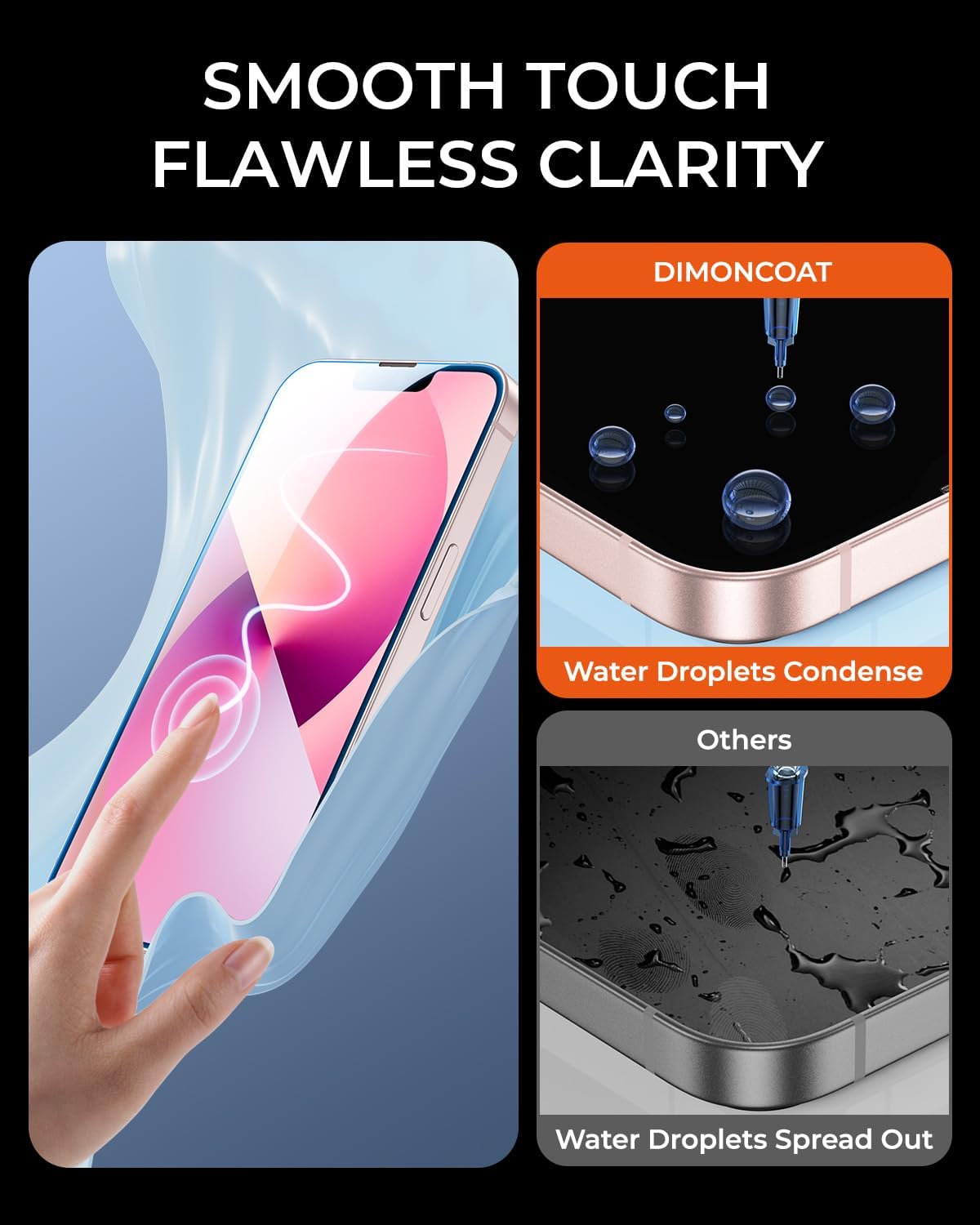 4-PACK for iPhone 14/13 Pro/13， iPhone 13 Pro Max/ 14 Plus Screen Protector [Auto Alignment Kit][10X Military Protection] HD Diamonds Hard Tempered Glass Bubble Free[Case Friendly] - Haassue