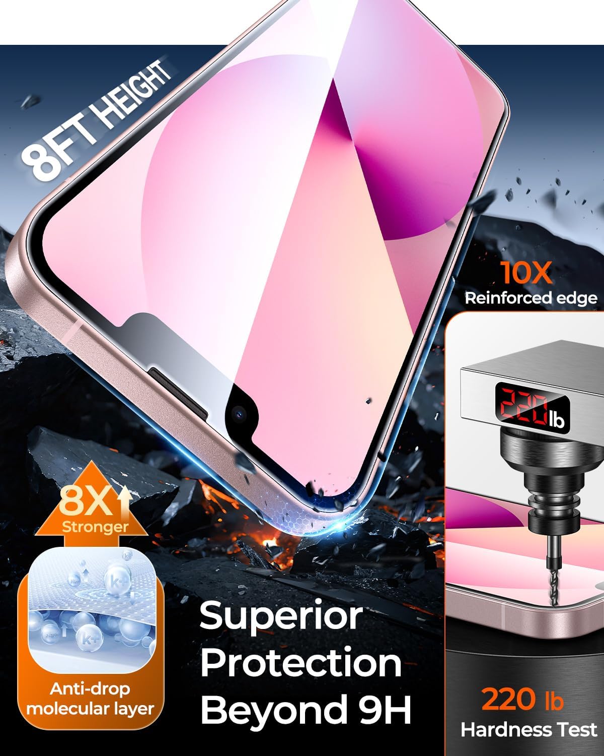 4-PACK for iPhone 14/13 Pro/13， iPhone 13 Pro Max/ 14 Plus Screen Protector [Auto Alignment Kit][10X Military Protection] HD Diamonds Hard Tempered Glass Bubble Free[Case Friendly] - Haassue