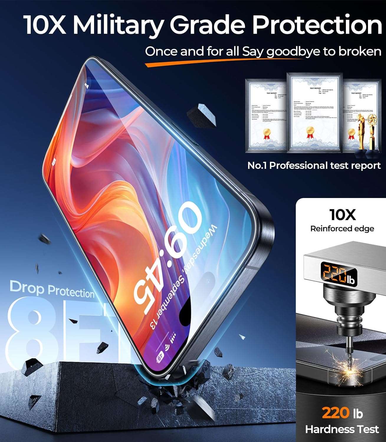 4-PACK for iPhone 15 Pro 15 Pro Max Screen Protector [10X Military Protection] [Easy Installation Frame] HD Diamonds Hard Tempered Glass,[Bubble Free] - Haassue