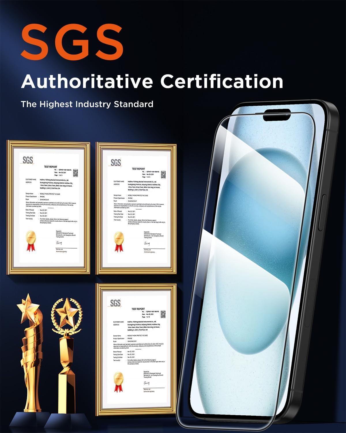 4-PACK for iPhone 15 series Screen Protector [Auto Alignment Kit] Tempered Glass [10X Military Protection]  HD Diamonds Hard Film, Bubble Free, Case Friendly - Haassue