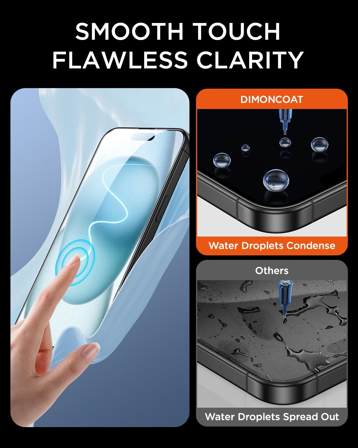 4-PACK for iPhone 15 series Screen Protector [Auto Alignment Kit] Tempered Glass [10X Military Protection]  HD Diamonds Hard Film, Bubble Free, Case Friendly - Haassue