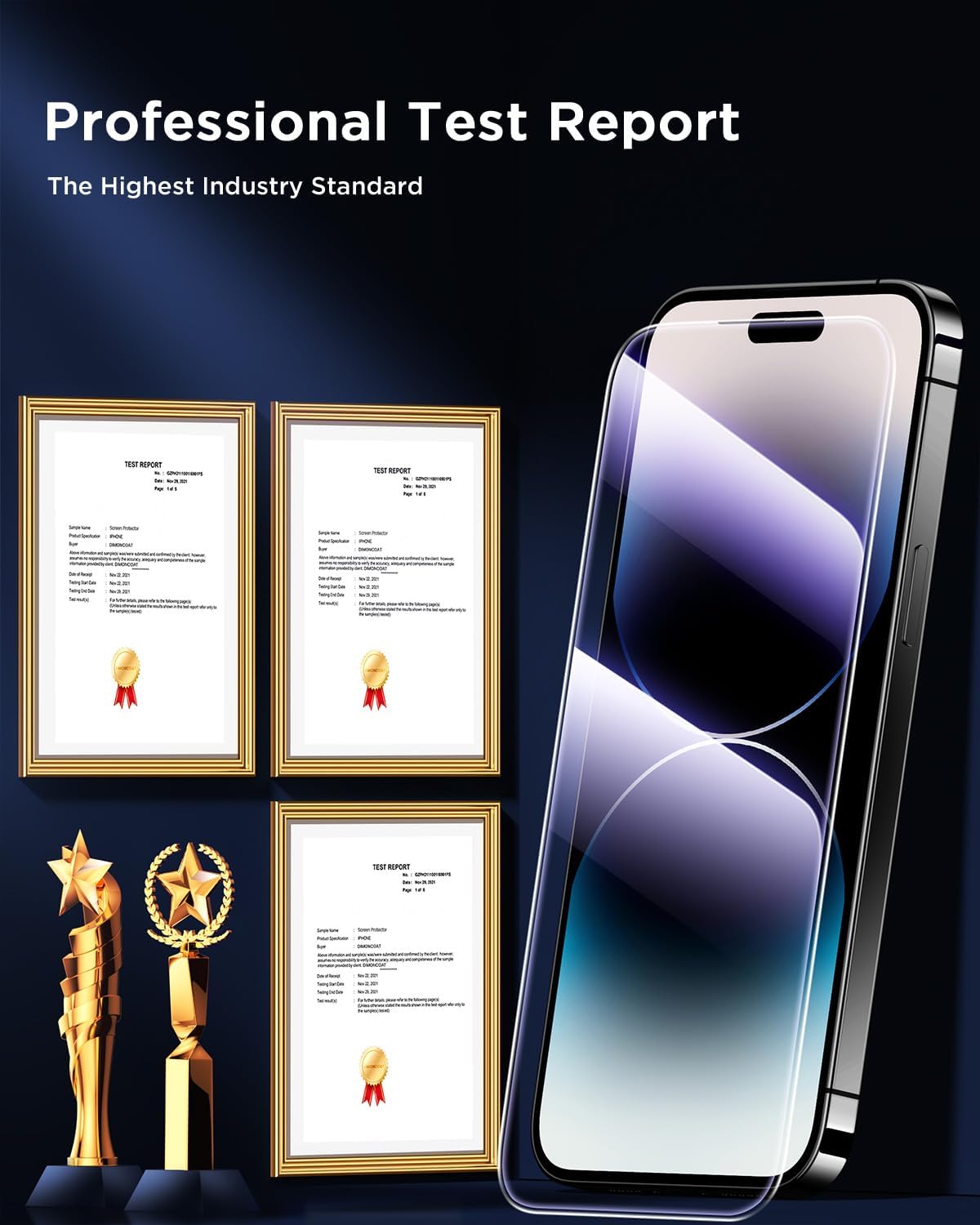 [4+2 Pack[Auto Alignment Kit] Screen Protector Compatible iPhone 14 Pro ， iPhone 14 Pro Max  with Camera Lens Protector [10X Military Protection] HD Diamonds Hard Tempered Glass Film [Bubble Free] - Haassue