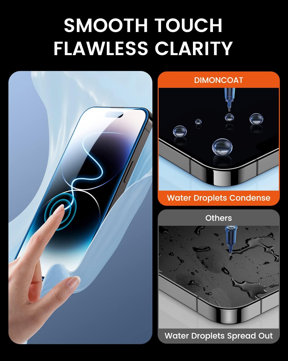 [4+2 Pack[Auto Alignment Kit] Screen Protector Compatible iPhone 14 Pro ， iPhone 14 Pro Max  with Camera Lens Protector [10X Military Protection] HD Diamonds Hard Tempered Glass Film [Bubble Free] - Haassue