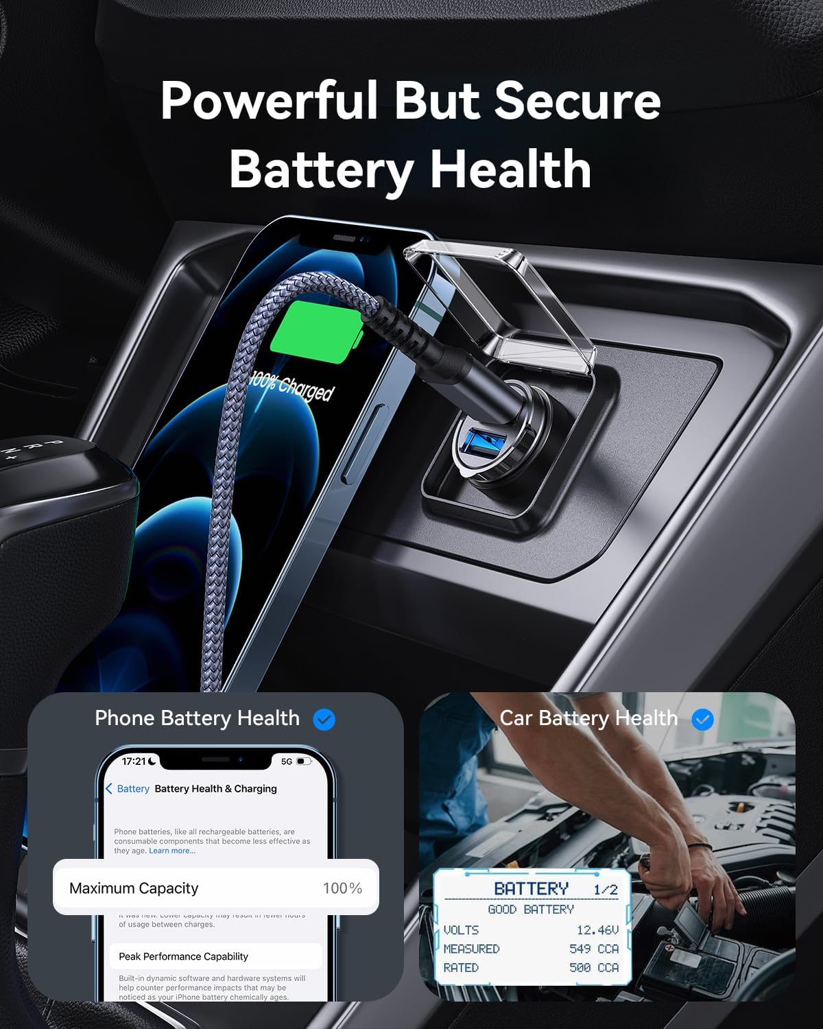 Car Charger, 4.8A [Pull Ring Design] Cigarette Lighter USB Charger,[Smallest All Metal] USB Car Charger Dual Port Car Charger Adapter Compatible with iPhone 14/13/12/11 Samsung Note 9/S10/S9/S8 - Haassue