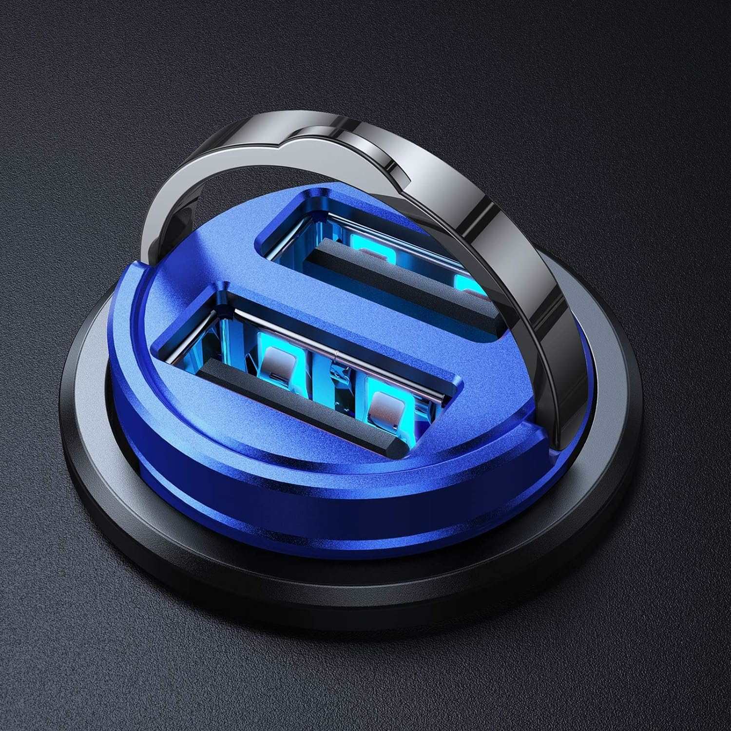 Car Charger, 4.8A [Pull Ring Design] Cigarette Lighter USB Charger,[Smallest All Metal] USB Car Charger Dual Port Car Charger Adapter Compatible with iPhone 14/13/12/11 Samsung Note 9/S10/S9/S8 - Haassue