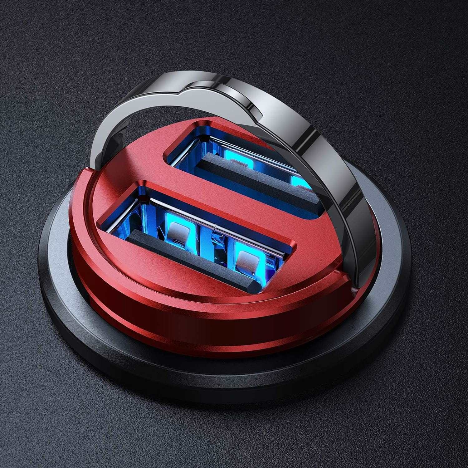 Car Charger, 4.8A [Pull Ring Design] Cigarette Lighter USB Charger,[Smallest All Metal] USB Car Charger Dual Port Car Charger Adapter Compatible with iPhone 14/13/12/11 Samsung Note 9/S10/S9/S8 - Haassue