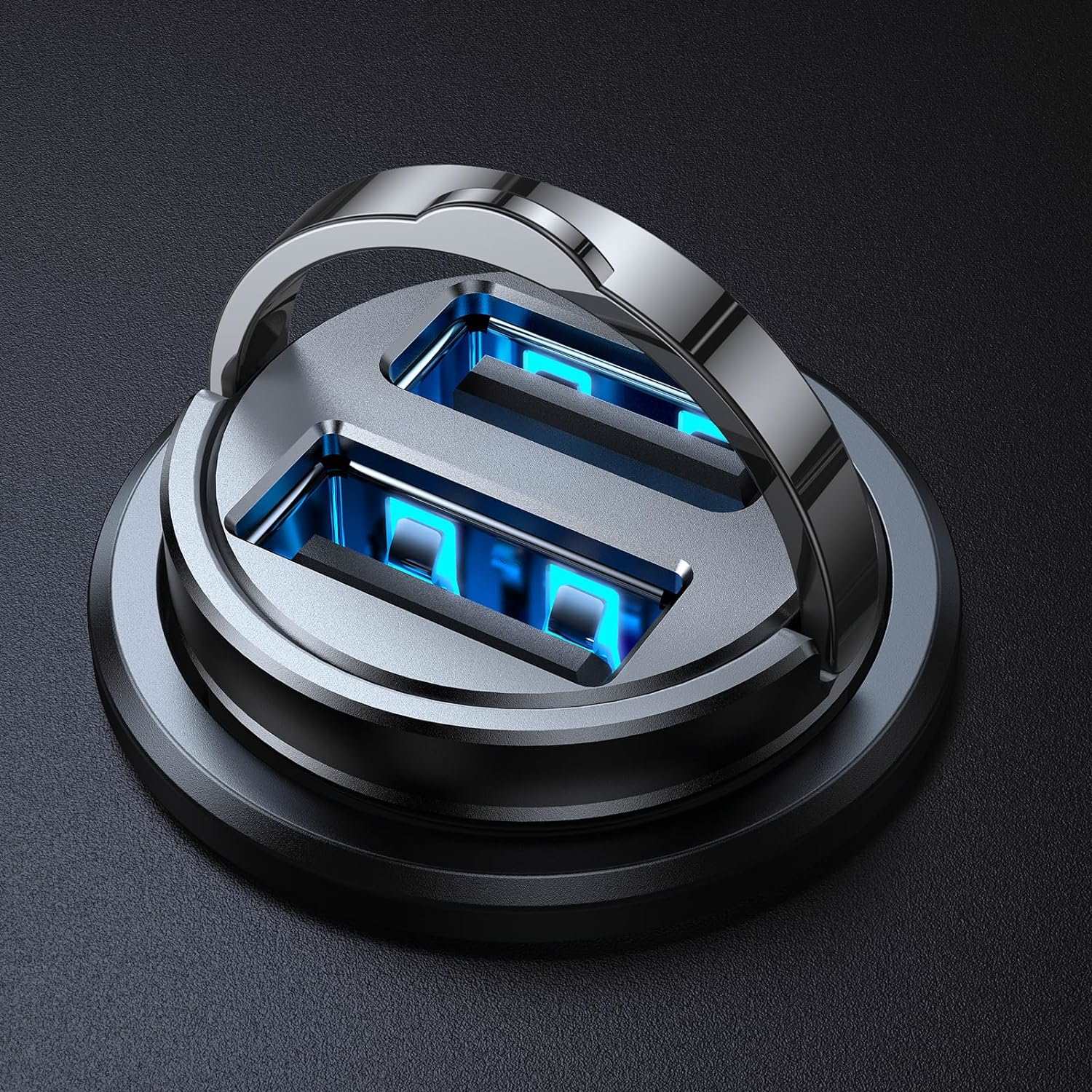 Car Charger, 4.8A [Pull Ring Design] Cigarette Lighter USB Charger,[Smallest All Metal] USB Car Charger Dual Port Car Charger Adapter Compatible with iPhone 14/13/12/11 Samsung Note 9/S10/S9/S8 - Haassue