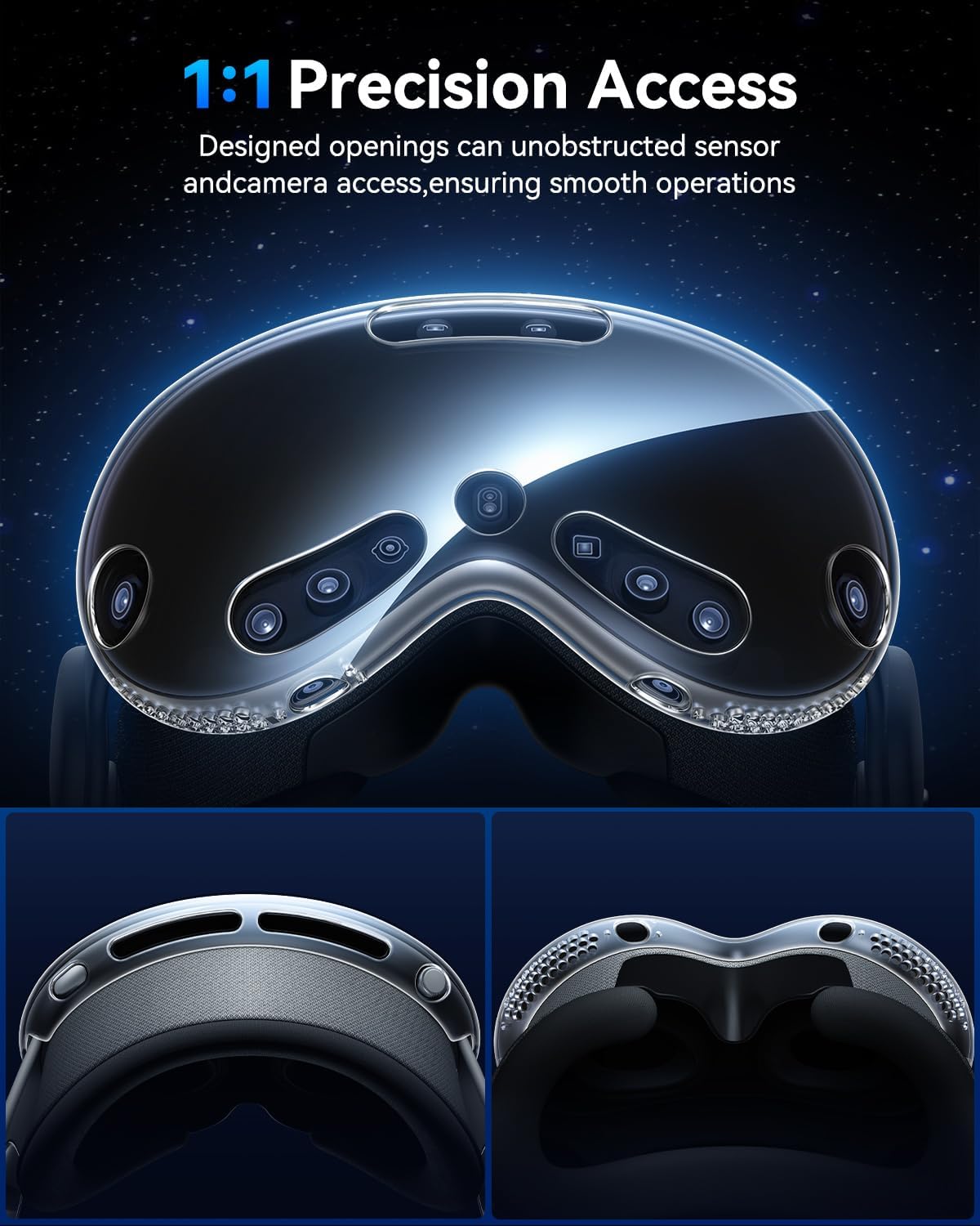 Compatible with Apple Vision Pro Case, [1:1 Coverage] Crystal Clear TPU Ultra Slim [Anti-Scratch Dustproof] Protective Cover for Apple Vision Pro VR Headset 2024 Accessories -Transparent - Haassue