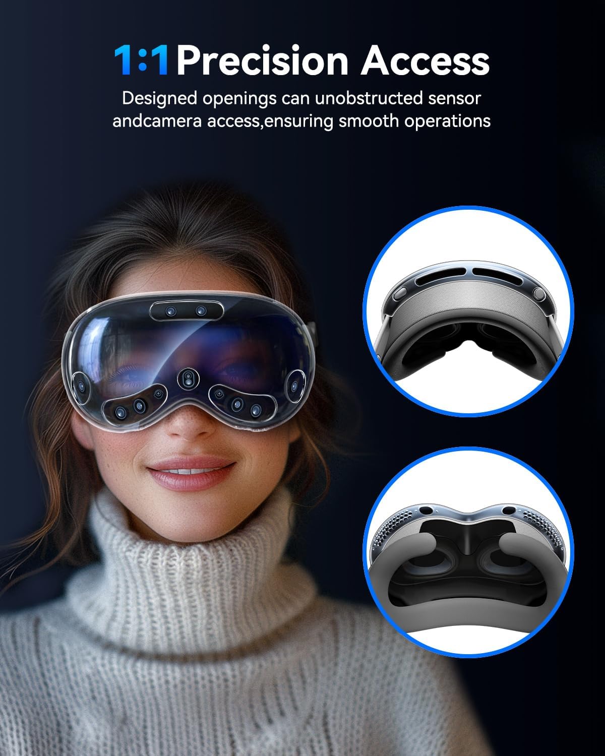 Compatible with Apple Vision Pro Case, [1:1 Coverage] Crystal Clear TPU Ultra Slim [Anti-Scratch Dustproof] Protective Cover for Apple Vision Pro VR Headset 2024 Accessories -Transparent - Haassue