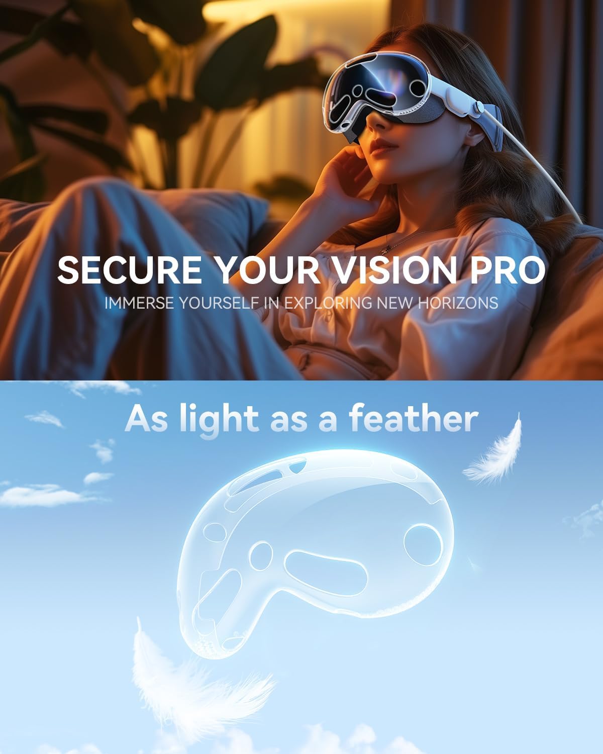 Compatible with Apple Vision Pro Case, [1:1 Coverage] Crystal Clear TPU Ultra Slim [Anti-Scratch Dustproof] Protective Cover for Apple Vision Pro VR Headset 2024 Accessories -Transparent - Haassue