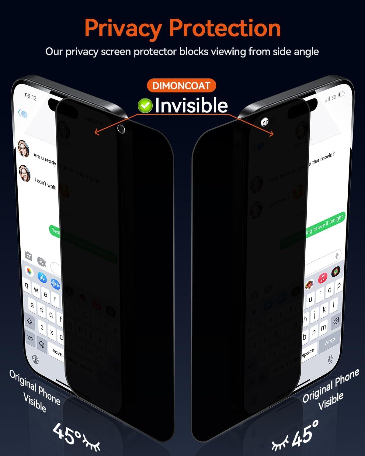 4-Pack Compatible iPhone 14 Pro Max Privacy Screen Protector, Anti Spy Shatterproof Tempered Glass [10X Military Protection][Easy Installation Kit] Black Tempered Glass 6.7 Inch - Haassue