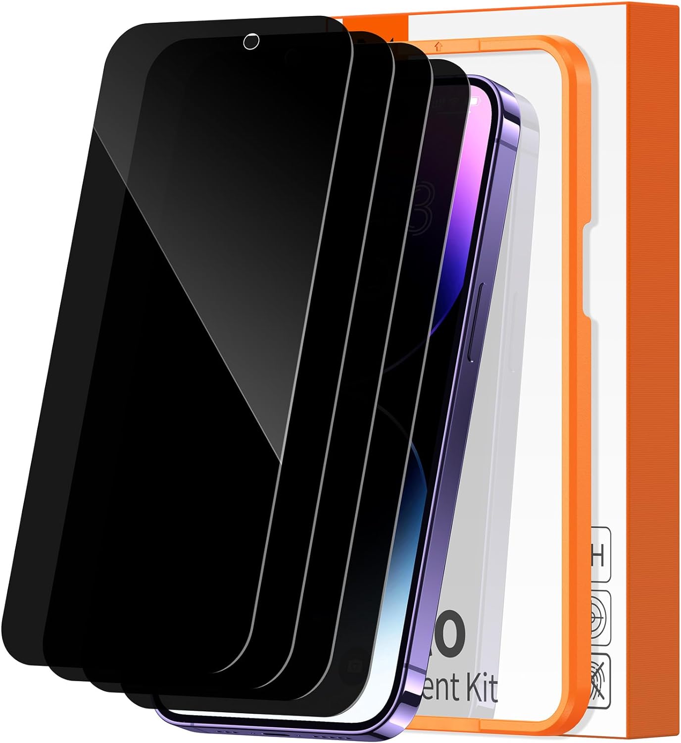 4-Pack Compatible iPhone 14 Pro Max Privacy Screen Protector, Anti Spy Shatterproof Tempered Glass [10X Military Protection][Easy Installation Kit] Black Tempered Glass 6.7 Inch - Haassue