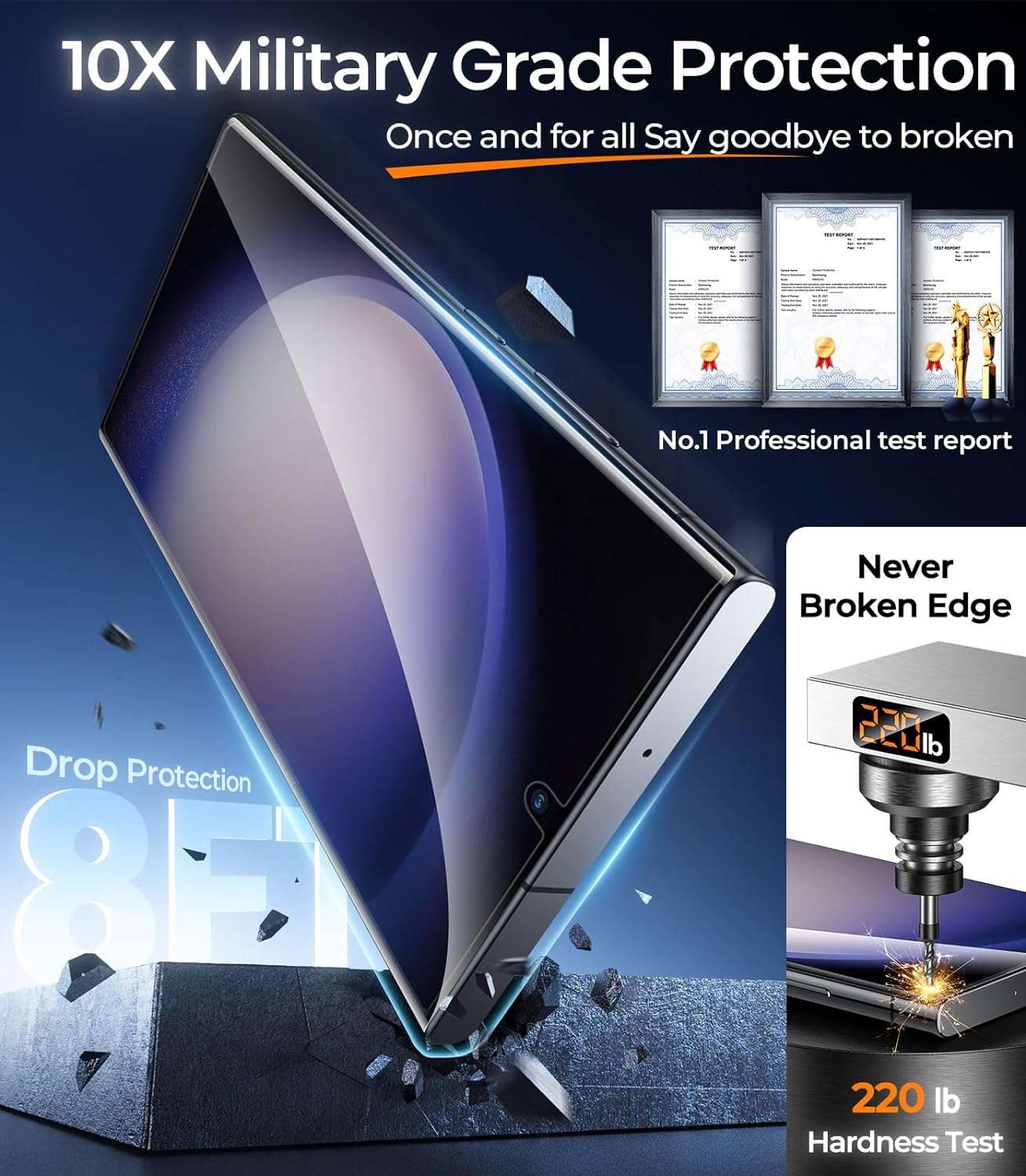 MRGLAS 2+2 Packs for Samsung Galaxy S23 Ultra Privacy Screen Protector 6.8" with Camera Lens Protector [Auto Alignment Cabin/Dust Removal] Anti Spy Film, 100% Fingerprint ID Compatible - Haassue
