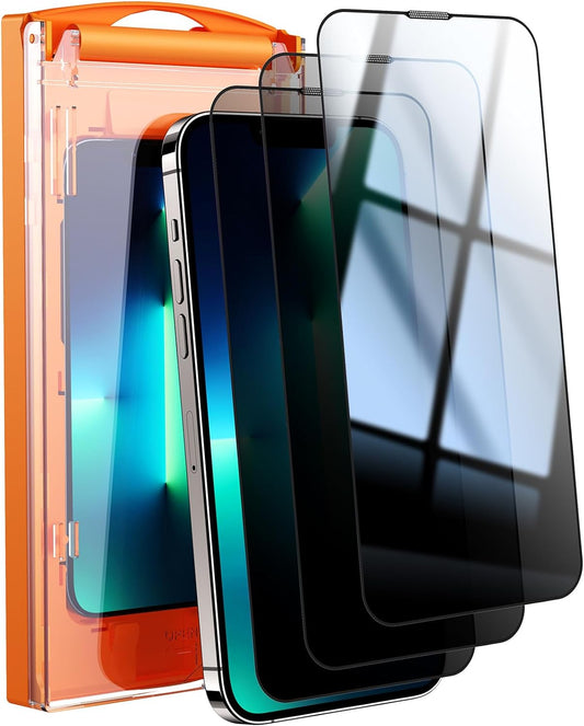MRGLAS 3-Pack Privacy Screen Protector for iPhone 13/13 Pro/14 6.1'' [0 Bubble, 0 Dust] Easy Installation [10X Military Protection] HD Hard Tempered Glass for iPhone 13/13 Pro/14 6.1'' - Haassue