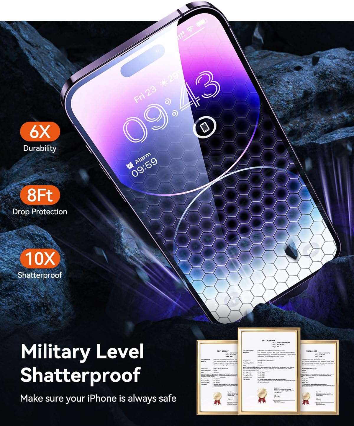 MRGLAS 3-Pack Privacy Screen Protector for iPhone 13/13 Pro/14 6.1'' [0 Bubble, 0 Dust] Easy Installation [10X Military Protection] HD Hard Tempered Glass for iPhone 13/13 Pro/14 6.1'' - Haassue