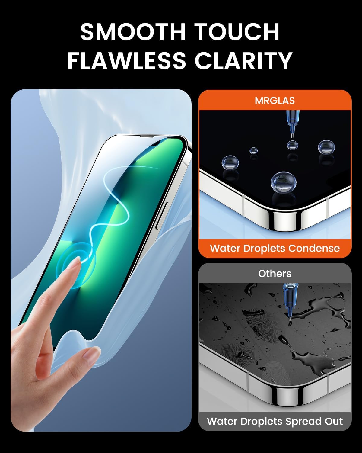 MRGLAS 3-Pack Screen Protector for iPhone 14/13 Pro/13 6.1'' [Bubble Free, Auto-Dust Removal] Easy Installation [10X Military Protection] HD Tempered Glass for iPhone 14/13 Pro/13 - Haassue