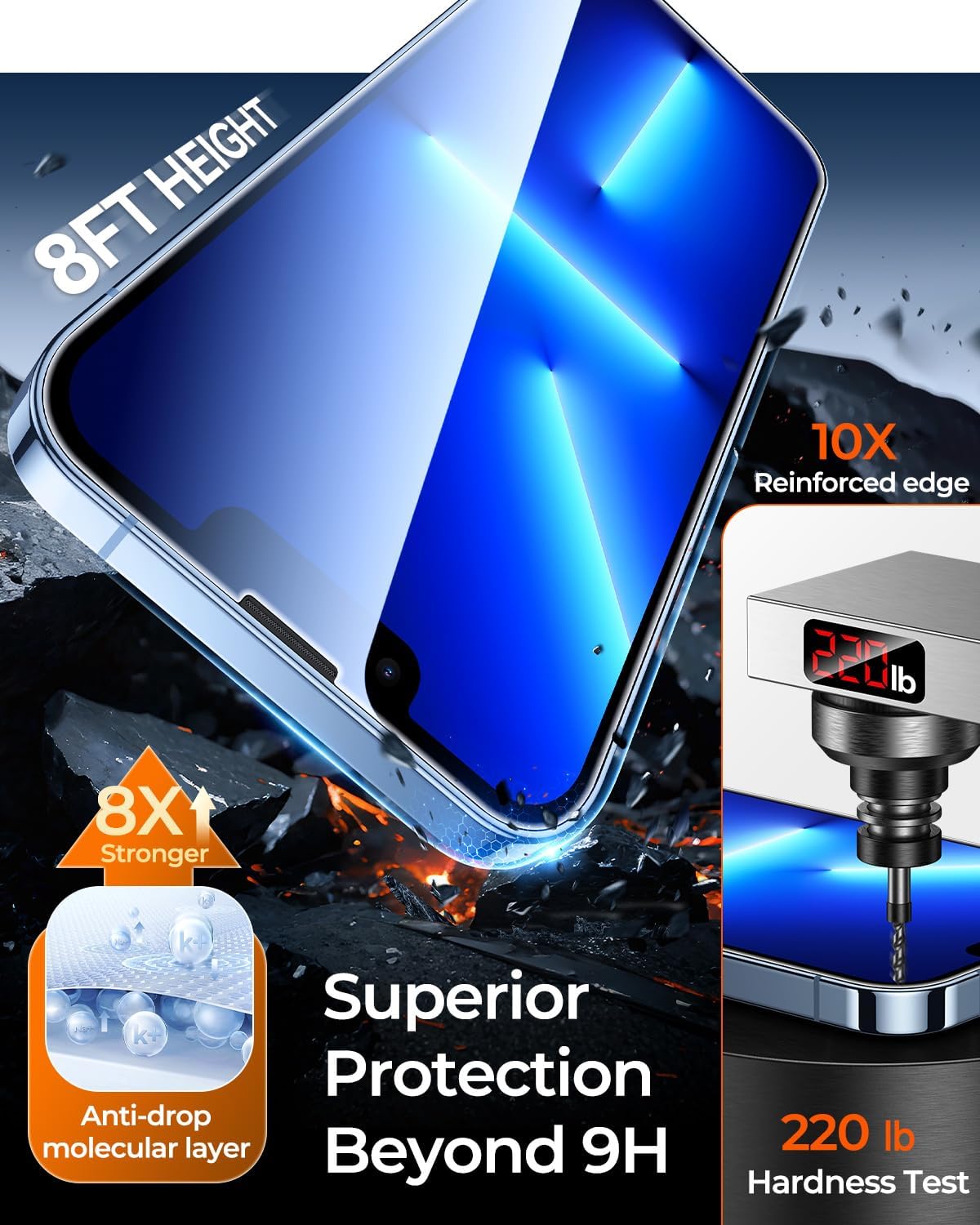 MRGLAS 3-Pack [Zero Bubble] Screen Protector Compatible iPhone 13 Pro Max/14 Plus 6.7'' [Auto Install Cabin][10X Military Protection] 13 Pro Max/14 Plus Full Coverage HD Diamonds Hard Tempered Glass - Haassue