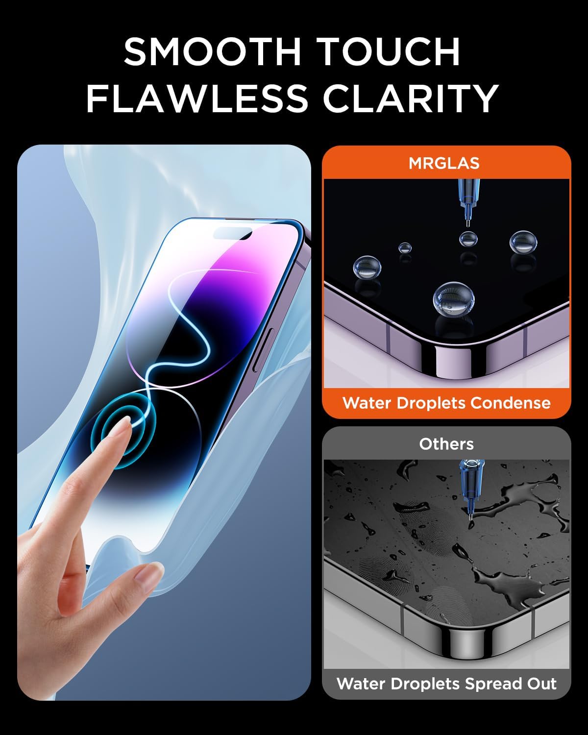 MRGLAS 3-Pack for iPhone 14 Pro Max Screen Protector 6.7'' Easy Installation [Bubble Free, Auto-Dust Removal] HD Tempered Glass [10X Military Protection] with 14 ProMax, Anti-fingerprint - Haassue