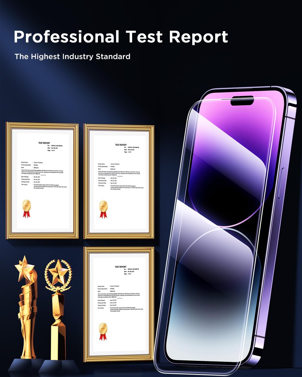 MRGLAS 3-Pack for iPhone 14 Pro Max Screen Protector 6.7'' Easy Installation [Bubble Free, Auto-Dust Removal] HD Tempered Glass [10X Military Protection] with 14 ProMax, Anti-fingerprint - Haassue